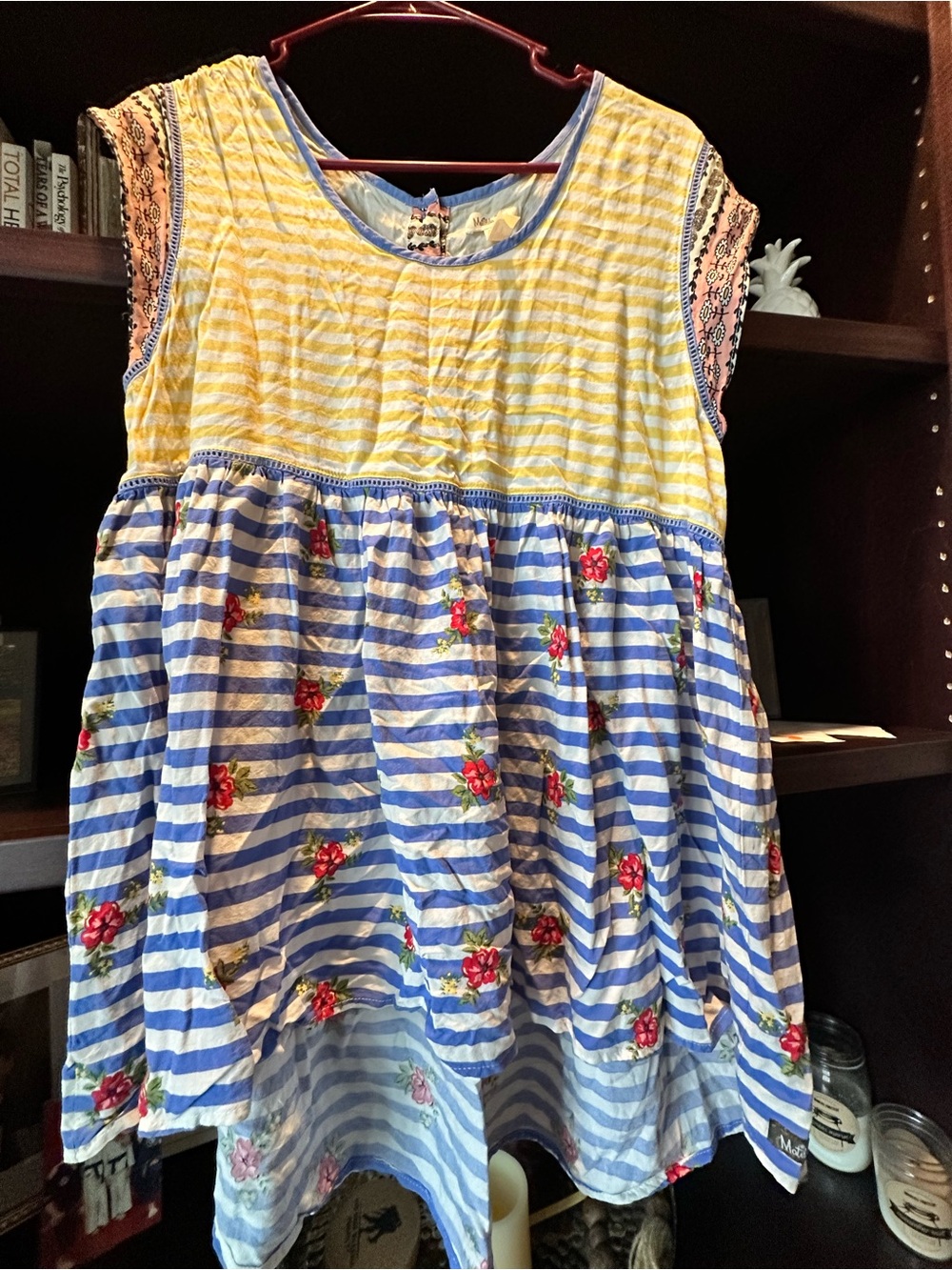 Matilda Jane Yellow & Blue Striped Floral Sleeveless Top